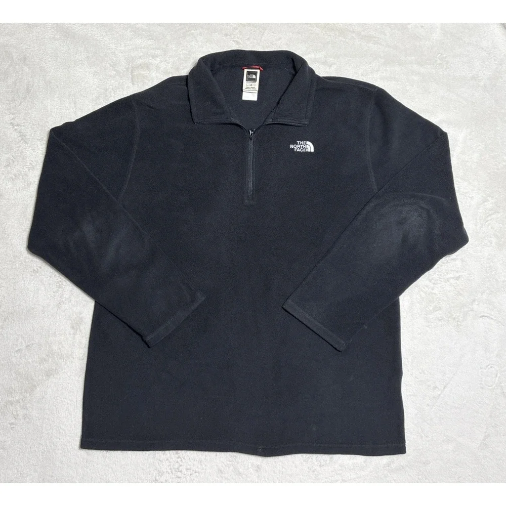 The North Face Fleece Pullover Mens Large Black 1/4 Zip Long Sleeve Midlayer